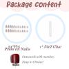 imageBABALAL Beach Press on Nails Almond Medium Fake Nails Blue French Tip Glue on Nails 3D Texture Design Bling Acrylic Nails 24Pcs Handmade Manicure Stick on False NailsANJ12