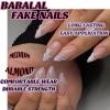 imageBABALAL Beach Press on Nails Almond Medium Fake Nails Blue French Tip Glue on Nails 3D Texture Design Bling Acrylic Nails 24Pcs Handmade Manicure Stick on False NailsANJ084