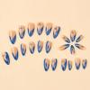 imageBABALAL Beach Press on Nails Almond Medium Fake Nails Blue French Tip Glue on Nails 3D Texture Design Bling Acrylic Nails 24Pcs Handmade Manicure Stick on False NailsANJ15
