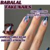 imageBABALAL Beach Press on Nails Almond Medium Fake Nails Blue French Tip Glue on Nails 3D Texture Design Bling Acrylic Nails 24Pcs Handmade Manicure Stick on False NailsANJ15