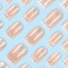 imageBABALAL Beach Press on Nails Almond Medium Fake Nails Blue French Tip Glue on Nails 3D Texture Design Bling Acrylic Nails 24Pcs Handmade Manicure Stick on False NailsANJ04