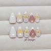 imageBABALAL Beach Press on Nails Almond Medium Fake Nails Blue French Tip Glue on Nails 3D Texture Design Bling Acrylic Nails 24Pcs Handmade Manicure Stick on False NailsANJ081