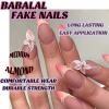 imageBABALAL Beach Press on Nails Almond Medium Fake Nails Blue French Tip Glue on Nails 3D Texture Design Bling Acrylic Nails 24Pcs Handmade Manicure Stick on False NailsANJ085