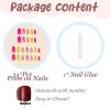 imageBABALAL Beach Press on Nails Almond Medium Fake Nails Blue French Tip Glue on Nails 3D Texture Design Bling Acrylic Nails 24Pcs Handmade Manicure Stick on False NailsANJ17