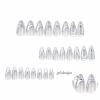 imageBABALAL Beach Press on Nails Almond Medium Fake Nails Blue French Tip Glue on Nails 3D Texture Design Bling Acrylic Nails 24Pcs Handmade Manicure Stick on False NailsANJ083