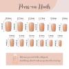imageBABALAL Beach Press on Nails Almond Medium Fake Nails Blue French Tip Glue on Nails 3D Texture Design Bling Acrylic Nails 24Pcs Handmade Manicure Stick on False NailsANJ05