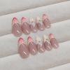 imageBABALAL Beach Press on Nails Almond Medium Fake Nails Blue French Tip Glue on Nails 3D Texture Design Bling Acrylic Nails 24Pcs Handmade Manicure Stick on False NailsANJ085