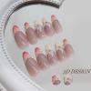 imageBABALAL Beach Press on Nails Almond Medium Fake Nails Blue French Tip Glue on Nails 3D Texture Design Bling Acrylic Nails 24Pcs Handmade Manicure Stick on False NailsANJ085