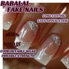 imageBABALAL Beach Press on Nails Almond Medium Fake Nails Blue French Tip Glue on Nails 3D Texture Design Bling Acrylic Nails 24Pcs Handmade Manicure Stick on False NailsANJ04