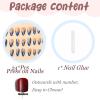 imageBABALAL Beach Press on Nails Almond Medium Fake Nails Blue French Tip Glue on Nails 3D Texture Design Bling Acrylic Nails 24Pcs Handmade Manicure Stick on False NailsANJ15