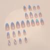 imageBABALAL Beach Press on Nails Almond Medium Fake Nails Blue French Tip Glue on Nails 3D Texture Design Bling Acrylic Nails 24Pcs Handmade Manicure Stick on False NailsANJ12