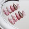 imageBABALAL Beach Press on Nails Almond Medium Fake Nails Blue French Tip Glue on Nails 3D Texture Design Bling Acrylic Nails 24Pcs Handmade Manicure Stick on False NailsANJ06