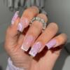 imageBABALAL Beach Press on Nails Almond Medium Fake Nails Blue French Tip Glue on Nails 3D Texture Design Bling Acrylic Nails 24Pcs Handmade Manicure Stick on False NailsANJ01