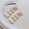 imageBABALAL Beach Press on Nails Almond Medium Fake Nails Blue French Tip Glue on Nails 3D Texture Design Bling Acrylic Nails 24Pcs Handmade Manicure Stick on False NailsANJ081