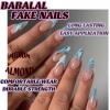 imageBABALAL Beach Press on Nails Almond Medium Fake Nails Blue French Tip Glue on Nails 3D Texture Design Bling Acrylic Nails 24Pcs Handmade Manicure Stick on False NailsANJ12