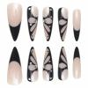 imageBABALAL Blue Press on Nails Medium Almond Fake Nails Aurora Heart Glue on Nails 3d Wave Design Acrylic Nails 24Pcs Bling Stiletto Full Cover False NailsANa211