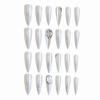 imageBABALAL Blue Press on Nails Medium Almond Fake Nails Aurora Heart Glue on Nails 3d Wave Design Acrylic Nails 24Pcs Bling Stiletto Full Cover False NailsANa210