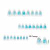 imageBABALAL Blue Press on Nails Medium Almond Fake Nails Aurora Heart Glue on Nails 3d Wave Design Acrylic Nails 24Pcs Bling Stiletto Full Cover False NailsANa206