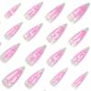 imageBABALAL Blue Press on Nails Medium Almond Fake Nails Aurora Heart Glue on Nails 3d Wave Design Acrylic Nails 24Pcs Bling Stiletto Full Cover False NailsANa202