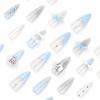 imageBABALAL Blue Press on Nails Medium Almond Fake Nails Aurora Heart Glue on Nails 3d Wave Design Acrylic Nails 24Pcs Bling Stiletto Full Cover False NailsANa203