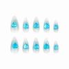 imageBABALAL Blue Press on Nails Medium Almond Fake Nails Aurora Heart Glue on Nails 3d Wave Design Acrylic Nails 24Pcs Bling Stiletto Full Cover False NailsANa206
