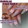 imageBABALAL Blue Press on Nails Medium Almond Fake Nails Aurora Heart Glue on Nails 3d Wave Design Acrylic Nails 24Pcs Bling Stiletto Full Cover False NailsANa205