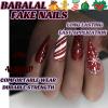imageBABALAL Blue Press on Nails Medium Almond Fake Nails Aurora Heart Glue on Nails 3d Wave Design Acrylic Nails 24Pcs Bling Stiletto Full Cover False NailsANa212