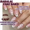 imageBABALAL Blue Press on Nails Medium Almond Fake Nails Aurora Heart Glue on Nails 3d Wave Design Acrylic Nails 24Pcs Bling Stiletto Full Cover False NailsANa216