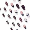 imageBABALAL Blue Press on Nails Medium Almond Fake Nails Aurora Heart Glue on Nails 3d Wave Design Acrylic Nails 24Pcs Bling Stiletto Full Cover False NailsANa214