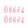 imageBABALAL Blue Press on Nails Medium Almond Fake Nails Aurora Heart Glue on Nails 3d Wave Design Acrylic Nails 24Pcs Bling Stiletto Full Cover False NailsANa205