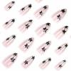 imageBABALAL Blue Press on Nails Medium Almond Fake Nails Aurora Heart Glue on Nails 3d Wave Design Acrylic Nails 24Pcs Bling Stiletto Full Cover False NailsANa208
