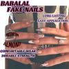 imageBABALAL Blue Press on Nails Medium Almond Fake Nails Aurora Heart Glue on Nails 3d Wave Design Acrylic Nails 24Pcs Bling Stiletto Full Cover False NailsANa201