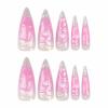 imageBABALAL Blue Press on Nails Medium Almond Fake Nails Aurora Heart Glue on Nails 3d Wave Design Acrylic Nails 24Pcs Bling Stiletto Full Cover False NailsANa202