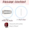 imageBABALAL Blue Press on Nails Medium Almond Fake Nails Aurora Heart Glue on Nails 3d Wave Design Acrylic Nails 24Pcs Bling Stiletto Full Cover False NailsANa211