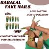 imageBABALAL Coffin Press on Nails Long French Fake Nails with Nail Glue Blue Glossy Glue on Nails 24pcs Ballerina Acrylic Nails Blue False NailsO053