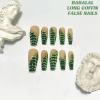 imageBABALAL Coffin Press on Nails Long French Fake Nails with Nail Glue Blue Glossy Glue on Nails 24pcs Ballerina Acrylic Nails Blue False NailsO053