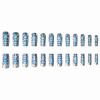 imageBABALAL Coffin Press on Nails Long French Fake Nails with Nail Glue Blue Glossy Glue on Nails 24pcs Ballerina Acrylic Nails Blue False NailsO062chrome