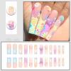 imageBABALAL Coffin Press on Nails Long French Fake Nails with Nail Glue Blue Glossy Glue on Nails 24pcs Ballerina Acrylic Nails Blue False NailsO09butterfly