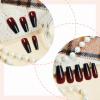 imageBABALAL Coffin Press on Nails Long French Fake Nails with Nail Glue Blue Glossy Glue on Nails 24pcs Ballerina Acrylic Nails Blue False NailsO09goth