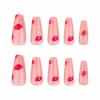 imageBABALAL Coffin Press on Nails Long French Fake Nails with Nail Glue Blue Glossy Glue on Nails 24pcs Ballerina Acrylic Nails Blue False NailsO09lips