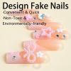 imageBABALAL French Tip Press on Nails Long Square Fake Nails Brown Cheetah Glue on Nails 3d Bow Charm Design Acrylic Nails 24Pcs Squoval Manicure False Nails for Women and Girlsfneb114
