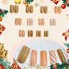imageBABALAL French Tip Press on Nails Long Square Fake Nails Brown Cheetah Glue on Nails 3d Bow Charm Design Acrylic Nails 24Pcs Squoval Manicure False Nails for Women and Girlsfneb126