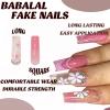 imageBABALAL French Tip Press on Nails Long Square Fake Nails Brown Cheetah Glue on Nails 3d Bow Charm Design Acrylic Nails 24Pcs Squoval Manicure False Nails for Women and Girlsfneb118