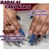 imageBABALAL French Tip Press on Nails Long Square Fake Nails Brown Cheetah Glue on Nails 3d Bow Charm Design Acrylic Nails 24Pcs Squoval Manicure False Nails for Women and Girlsfneb107