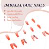 imageBABALAL French Tip Press on Nails Long Square Fake Nails Brown Cheetah Glue on Nails 3d Bow Charm Design Acrylic Nails 24Pcs Squoval Manicure False Nails for Women and Girlsfneb113