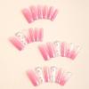 imageBABALAL French Tip Press on Nails Long Square Fake Nails Brown Cheetah Glue on Nails 3d Bow Charm Design Acrylic Nails 24Pcs Squoval Manicure False Nails for Women and Girlsfneb118
