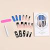 imageBABALAL French Tip Press on Nails Long Square Fake Nails Brown Cheetah Glue on Nails 3d Bow Charm Design Acrylic Nails 24Pcs Squoval Manicure False Nails for Women and Girlsfneb107