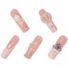imageBABALAL French Tip Press on Nails Long Square Fake Nails Brown Cheetah Glue on Nails 3d Bow Charm Design Acrylic Nails 24Pcs Squoval Manicure False Nails for Women and Girlsfneb109
