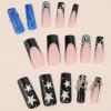 imageBABALAL French Tip Press on Nails Long Square Fake Nails Brown Cheetah Glue on Nails 3d Bow Charm Design Acrylic Nails 24Pcs Squoval Manicure False Nails for Women and Girlsfneb107