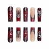 imageBABALAL French Tip Press on Nails Long Square Fake Nails Brown Cheetah Glue on Nails 3d Bow Charm Design Acrylic Nails 24Pcs Squoval Manicure False Nails for Women and Girlsfneb110